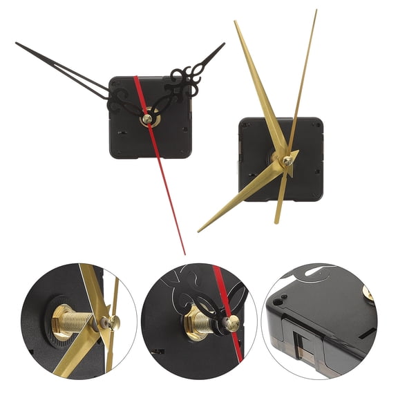 SEWCHICS Black Plastic Clock Movement Replacement Kit for Clock Repair and Craft Projects, 1 Set