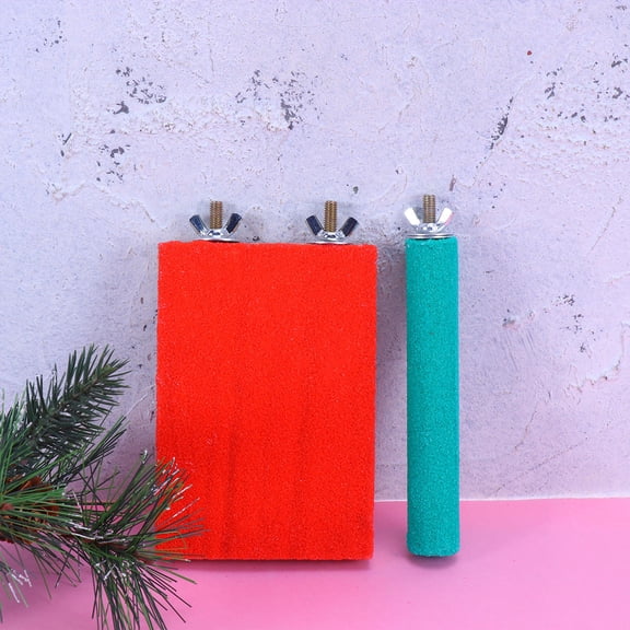 SEWCHICS Bird Toys for Parakeets Parrot Sand Perch Design Assorted Color 1 Set 5.1x3.5in