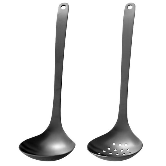 SEWCHICS Stainless Steel Ladle Black for Kitchen Use Ergonomic Grip 1Set
