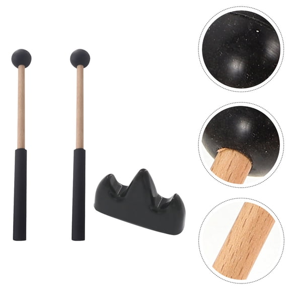 SEWCHICS Drum Mallet Stand Wood Tongue Drum Mallets Black 1 Set
