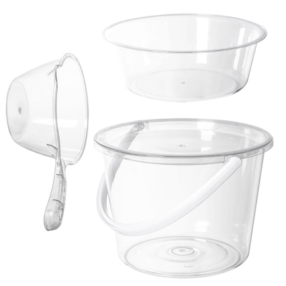 SEWCHICS Large Transparent Plastic Storage Bucket with Handle, Utility Container for Easy Carrying and Organization