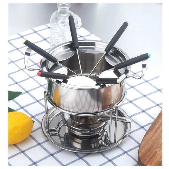 SEWCHICS Stainless Steel Chocolate Fondue Set with Gel Burner and Dipping Forks for Baking and Dessert Parties