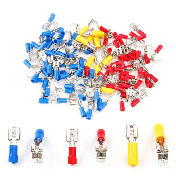SEWCHICS 100 Pcs Spade Terminal Connectors Crimp Terminals for Electrical Wiring Projects and Repairs
