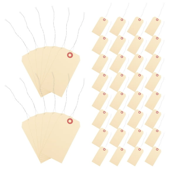SEWCHICS 100 pcs Shipping Tags in Brown with Useful Iron Wires