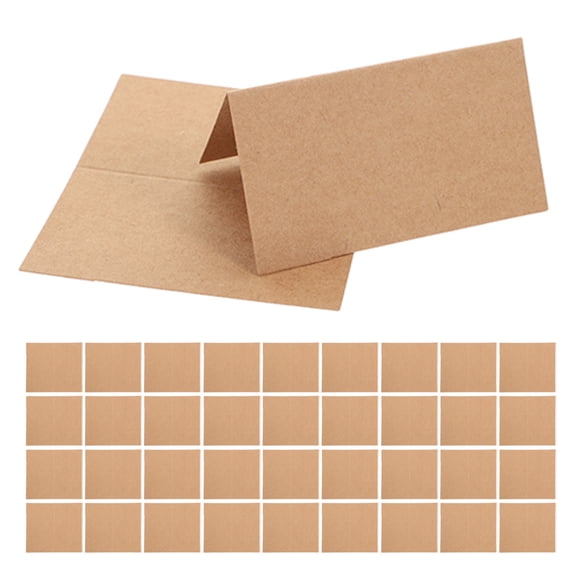 SEWCHICS 100Pcs Brown Blank Name Cards for Table with Self Standing Design Ideal for Events and Banquets