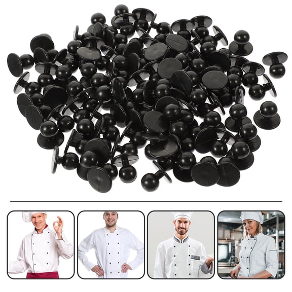 SEWCHICS DIY Chef Buttons Black Plastic for Sewing and Decoration 100Pcs