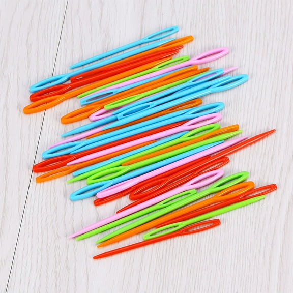 SEWCHICS 100Pcs Plastic Needles for Sewing with Large Holes Assorted Colors Safe for Sewing Use