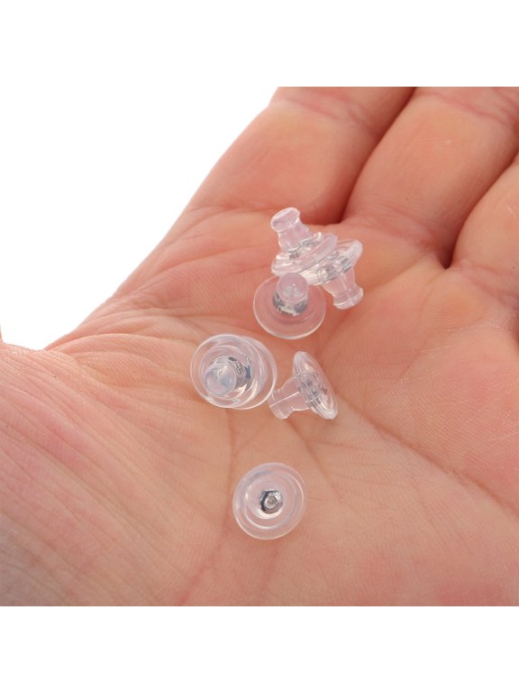 100Pcs Silicone Clear Ear Stoppers Soft Flat Back Earring Backs for Secure Daily Wear