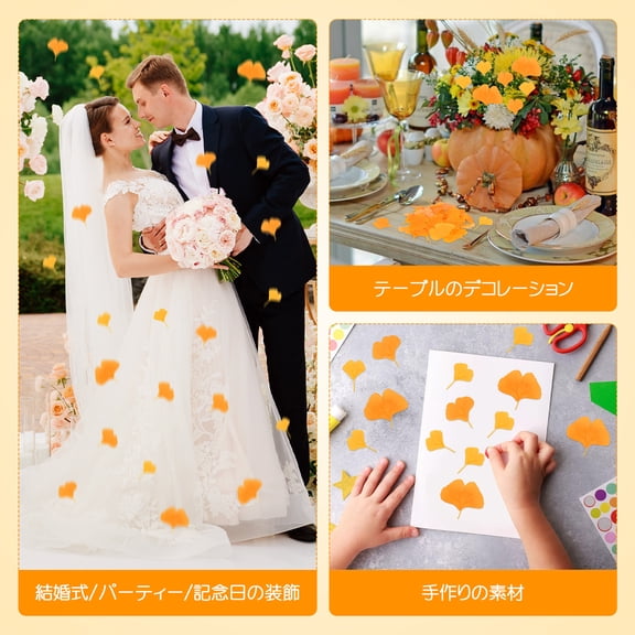 SEWCHICS 100 Pieces Orange Silk Ginkgo Leaves for Crafting, Holiday Decor, Floral Arrangements, and Home Decoration