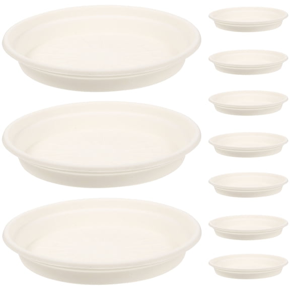 SEWCHICS Round Plant Saucers Heavy Duty White Plastic for Indoor Storage