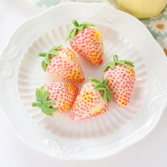 SEWCHICS 10Pcs Artificial Strawberries Ornaments Assorted Color Realistic Fake Fruit for Table Decor