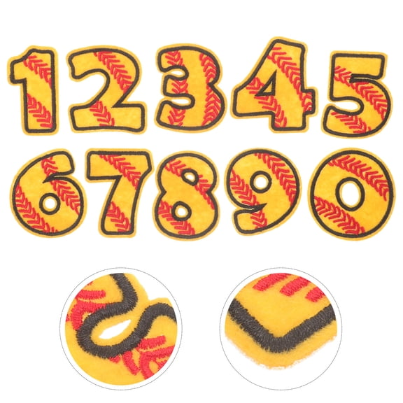 SEWCHICS 10Pcs Iron On Chenille Number Patches for Clothing Patch and Diy Projects in Orange Canvas