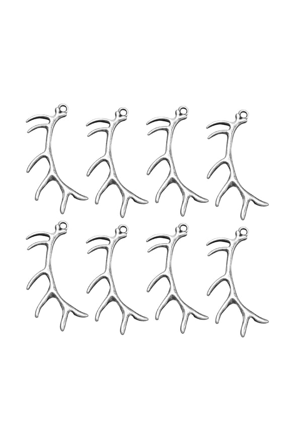 10Pcs Plated Silver Alloy Pendant Charms Deer Horn Shape for DIY Jewelry Making Necklace Bracelet