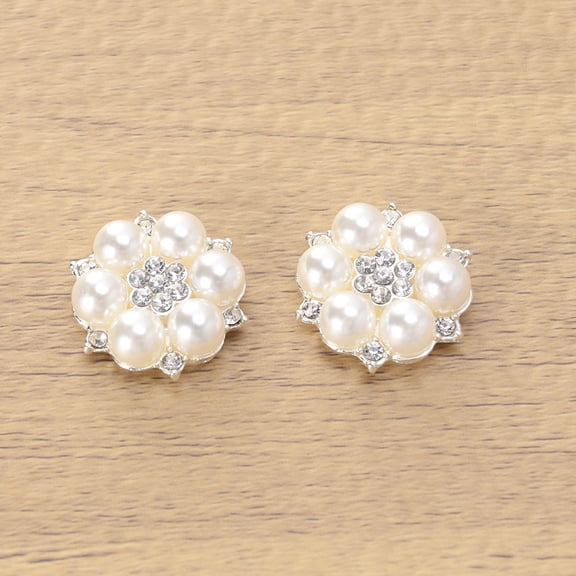 SEWCHICS 10Pcs Plated Silver Flatback Embellishments with Rhinestone Buttons for Wrapping