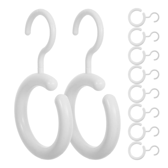 SEWCHICS 10Pcs Plastic Scarf and Tie Hanger Beige Circular Holder for Closet Home Use