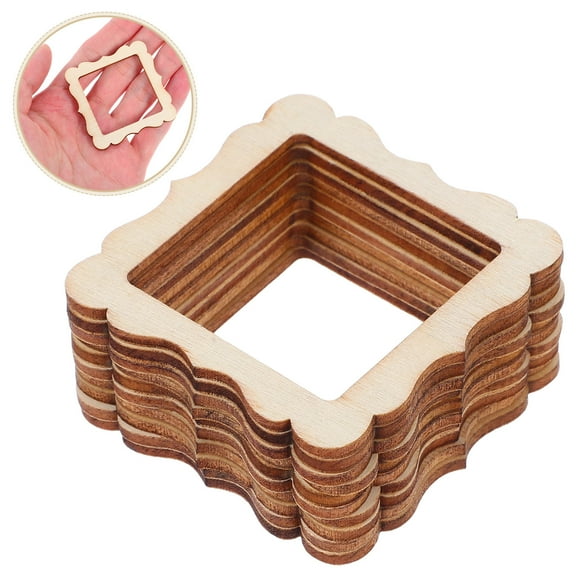 SEWCHICS 10Pcs Unfinished Rectangle Wood Frames for Art Projects, Photo Display, Craft Decoration, Beige Wood Frame Set