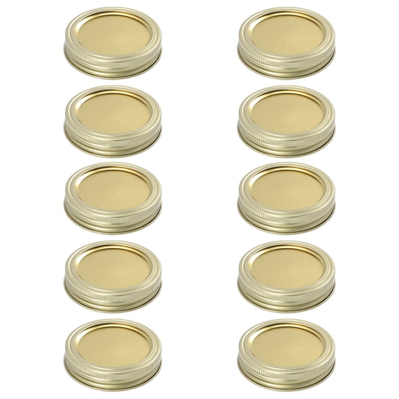 SEWCHICS 10Sets Regular Mouth Canning Lids Tinplate Sealing Airtight Preservation Round Golden