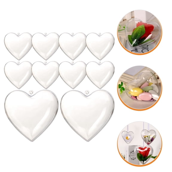 SEWCHICS 10pcs Transparent Ball Fillable Heart Shape Box for DIY Easter Crafts