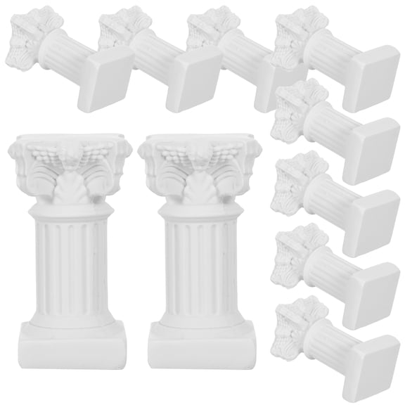 SEWCHICS Set of 10 White Resin Roman Pillar Figurines for Wedding Table Decor and Ambiance Enhancement