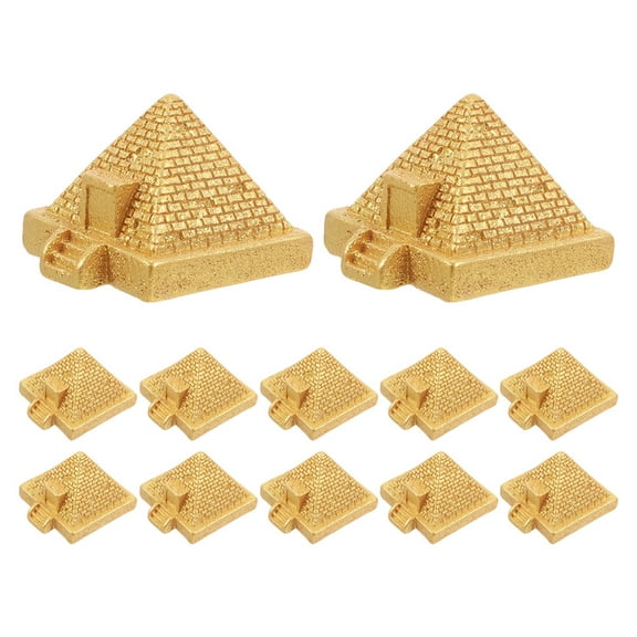 SEWCHICS 12-Piece Egypt Pyramid Resin Figurine Set Bookcase Decor Collectible Models for Home and Office