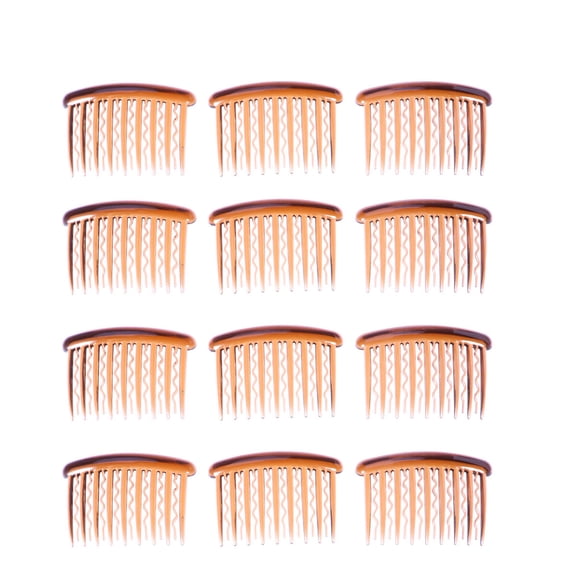 SEWCHICS 12Pcs Coffee Plastic Hair Comb Pins Classic Design Slide Side Hair Clips for Everyday Use