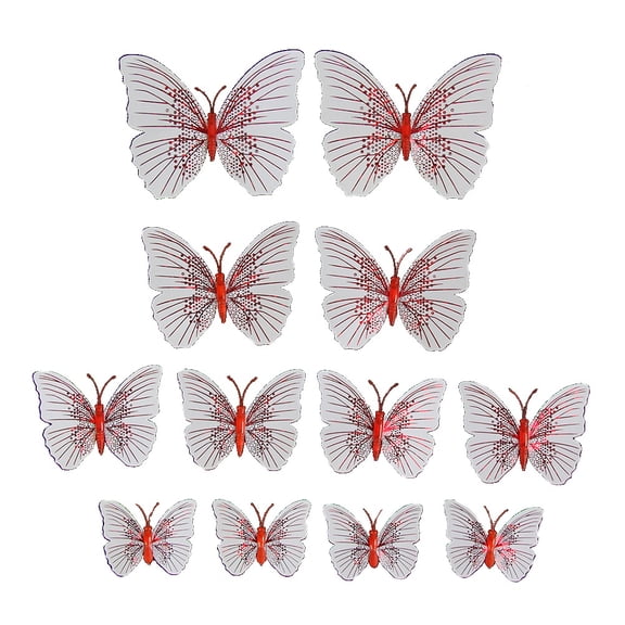 SEWCHICS 12Pcs Fridge Magnets Red Magnetic Butterfly Shape 3D Design for Home Decor Accessories