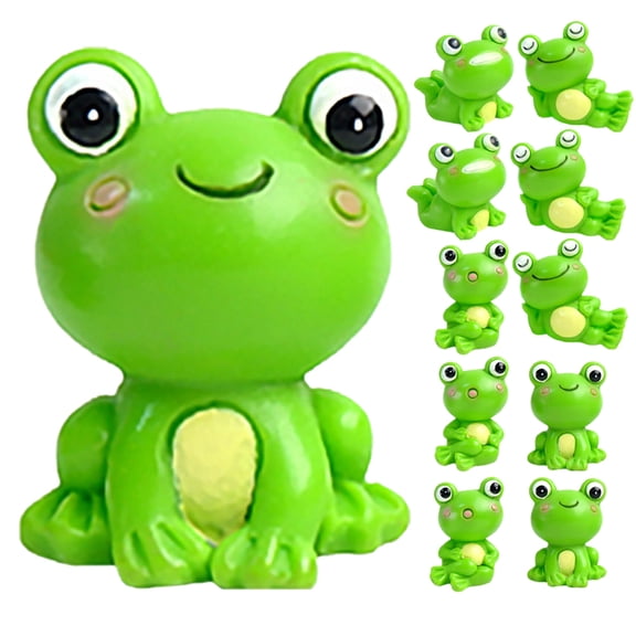 SEWCHICS 12Pcs Resin Frog Decor Green Sculpture Figurines for Flowerpot and Garden Decoration