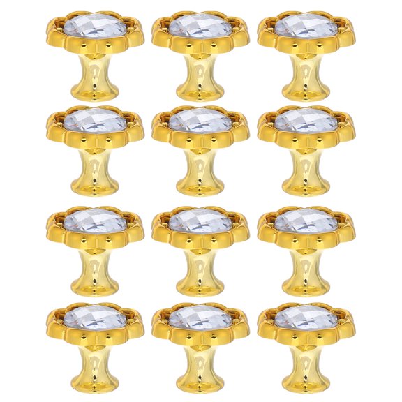 SEWCHICS 12Pcs Golden Decorative Handles with Rhinestones for Cabinets and Dressers Home Use
