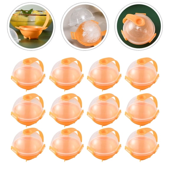 SEWCHICS Ball Shaped Ice Mold Fridge Tool PP Orange for Home 12Pcs