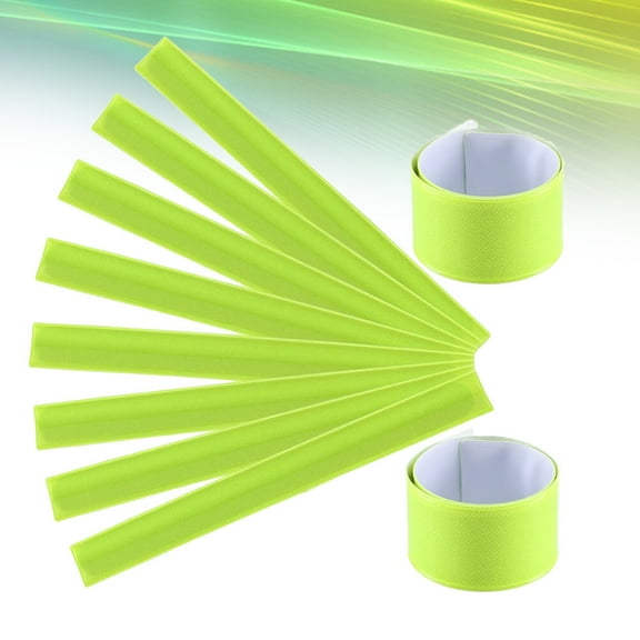 SEWCHICS 12Pcs PVC Reflective Arm Bands Fluorescent Green for Night Running Safety Gear