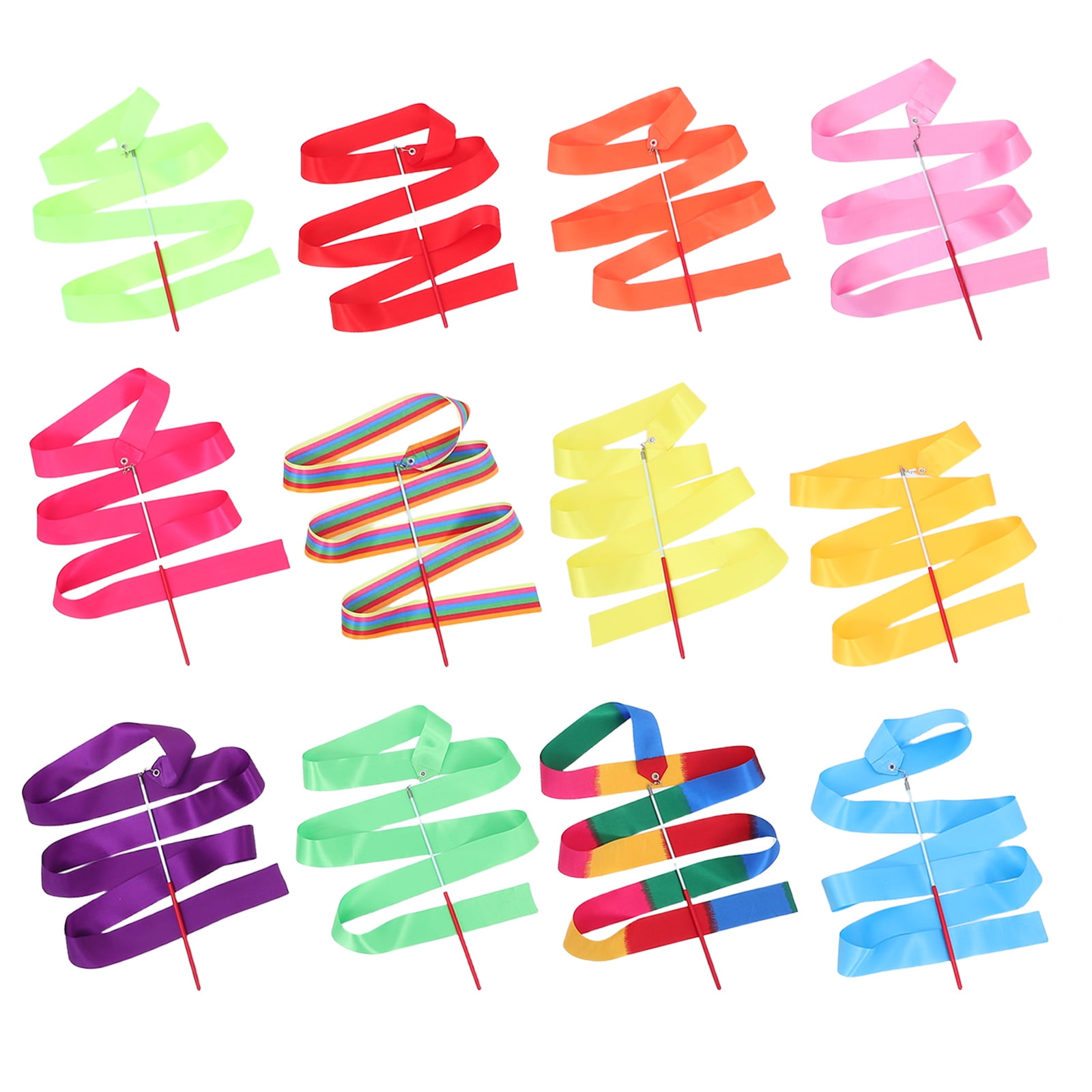 SEWCHICS 12pcs Rhythmic Gymnastics Dance Ribbons Assorted Colors for ...