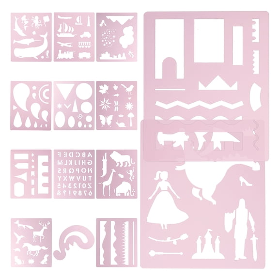 SEWCHICS 14-Piece Scrapbooking Stencils Set PP Templates for Painting, Crafting, and Art Projects