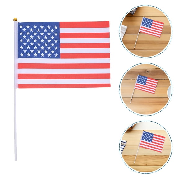 SEWCHICS 15Pcs Small American Flags on Stick Handheld Us Flags with Vibrant Colors for Memorial Day