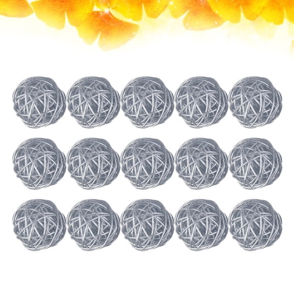 SEWCHICS 15pcs Wicker Rattan Balls Christmas Tree Ornaments for Cafe Decoration Simple Silver