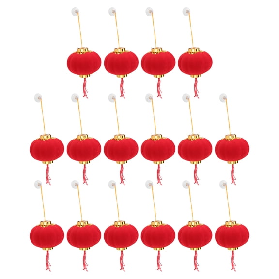 SEWCHICS 16Pcs Hanging Lantern Pendant Red Small Lantern for Festival Party Home Decoration