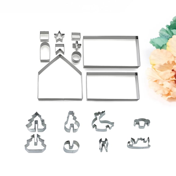 SEWCHICS 18Pcs Stainless Steel Cake Decorating Tools with Christmas Cookie Cutter Set