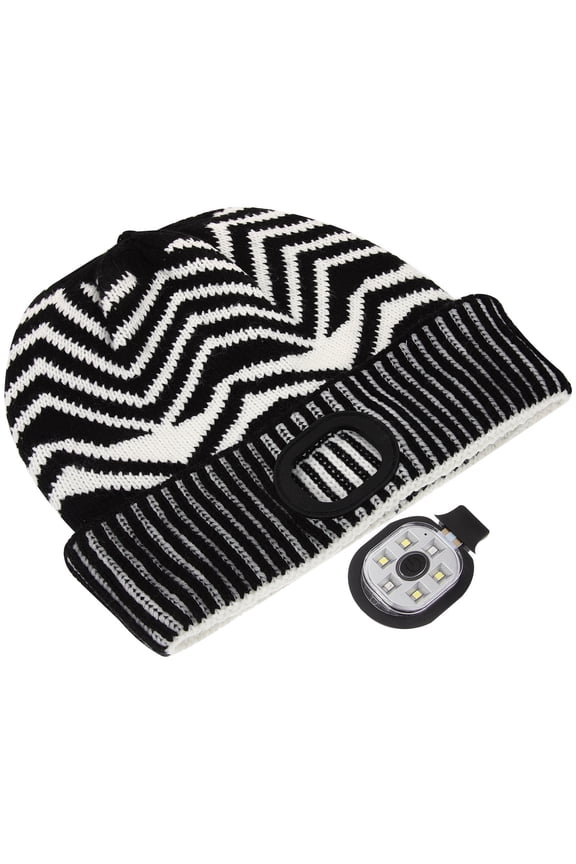 Jacquard LED Light Hat Black Unisex Work Cap for Garage, Outdoor Activities, and Night Use