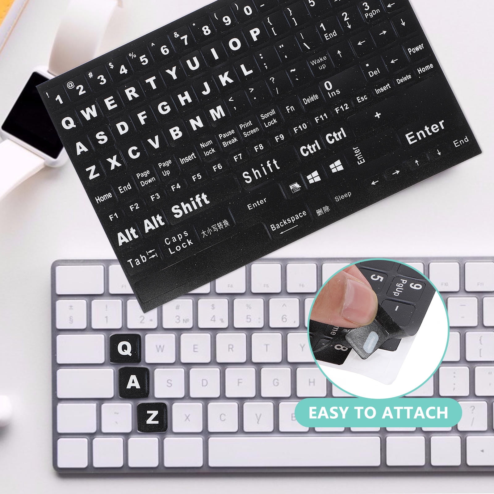 SEWCHICS Black PVC Keyboard Stickers for Desktop and Laptop Easy ...