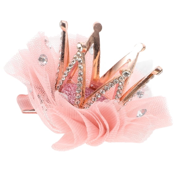 SEWCHICS Crown Hair Clips Rhinestone Pink for Toddlers Fashionable 1Pc