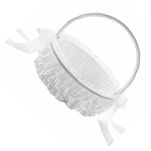 SEWCHICS White Lace Wedding Flower Basket, Portable Decor for Engagement, Bridal Shower, Party, and Special Event Decorations