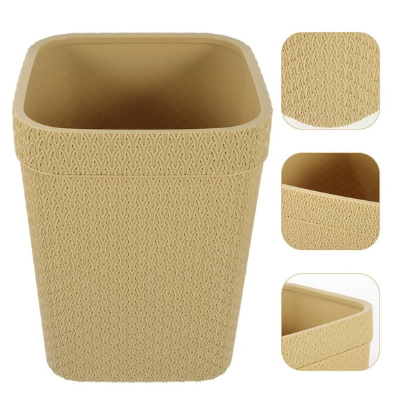 SEWCHICS 1Pack Office Waste Bin Household Trash Bin Wicker Weave Style Rectangular Simple Design For Home