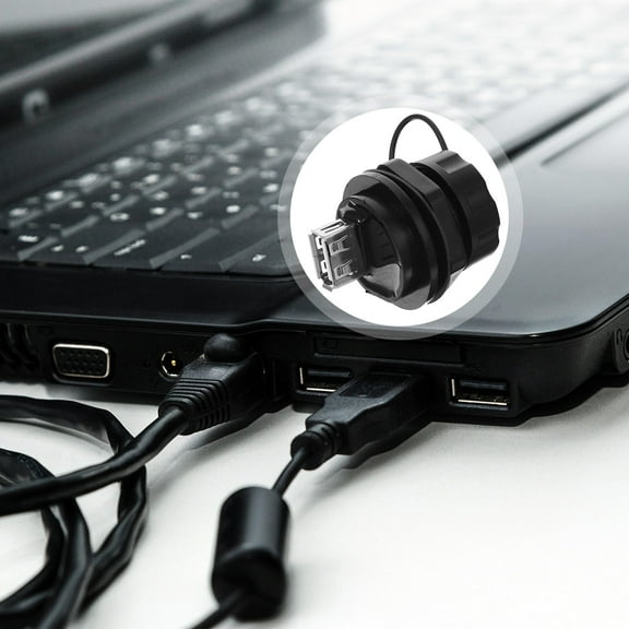 SEWCHICS USB 2.0 Panel Mount Coupler Black Transfer Connector for Harsh Environments