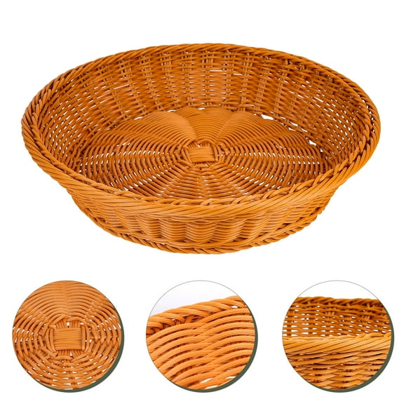 SEWCHICS Imitation Rattan Bread Basket Woven Brown for Home Storage