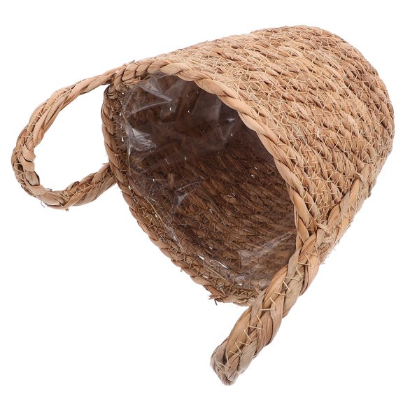 SEWCHICS 1Pack Woven Storage Basket Khaki Bulrush for Indoor Planters 11.8X6.7X6.7in