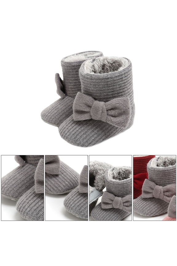 1 Pair Dark Grey Winter Snow Boots with Thickened Cotton Lining, Warm and Comfortable Footwear for Cold Weather