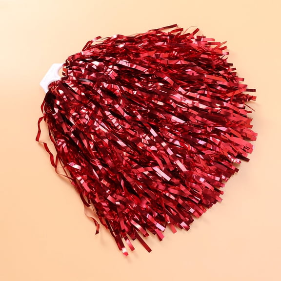 SEWCHICS Red Pom Poms with Plastic Handle, 1 Pair, Comfortable Grip for Sports Cheering, Events, Competitions, and Spirit Support