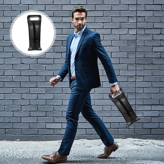 SEWCHICS 1Pc Portable PU Bottle Carrier for Wine Storage with Metal Handle