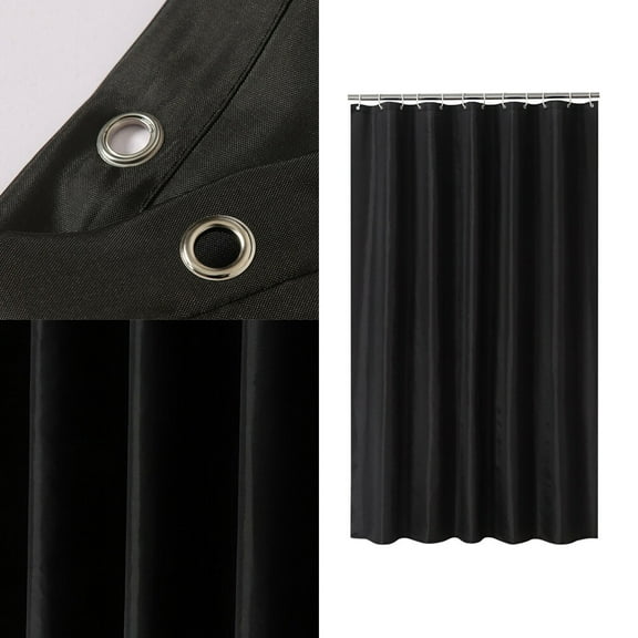 SEWCHICS 1Pack Solid Bathroom Shower Curtain Black Polyester for Families with Rectangle Shape