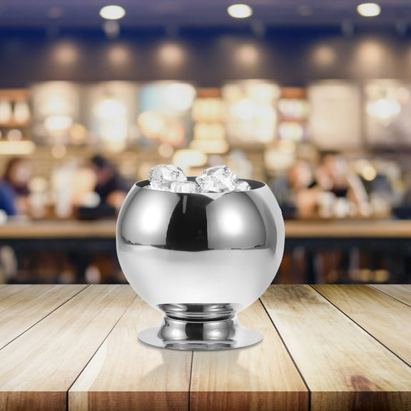SEWCHICS 1Pcs Ice Cube Bucket Silver 5.3X5.1X5.1Inch Round Stainless Steel Ice Container For Bar Tools And Ktv