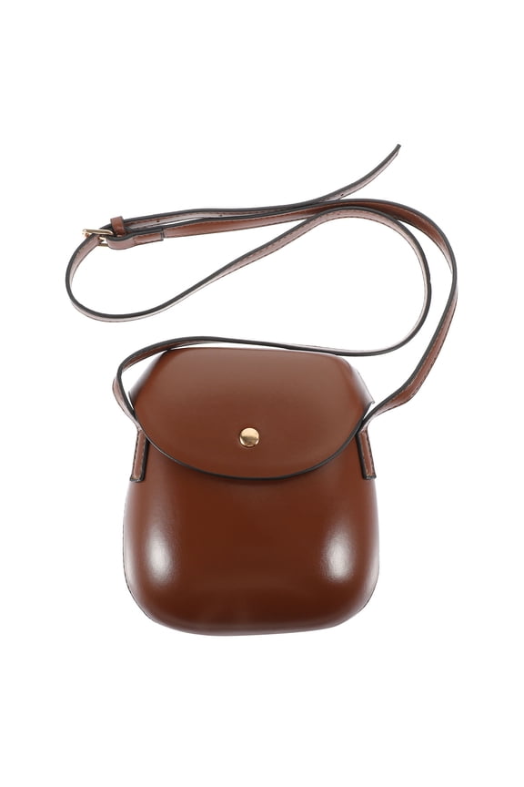 1Pcs Small Box Crossbody Bag for Women Brown PU Shoulder Handbags Fashionable Design Storage
